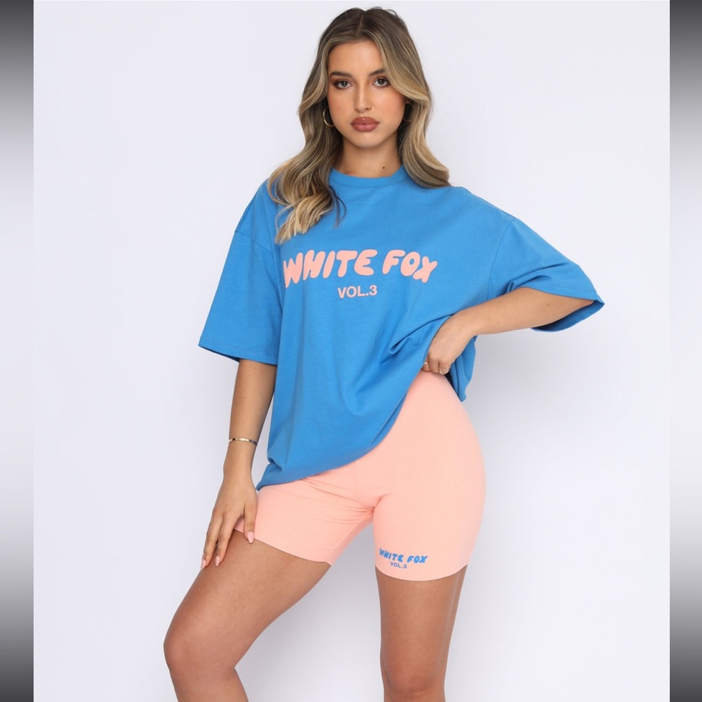White Fox Offstage Oversized Tee Azure